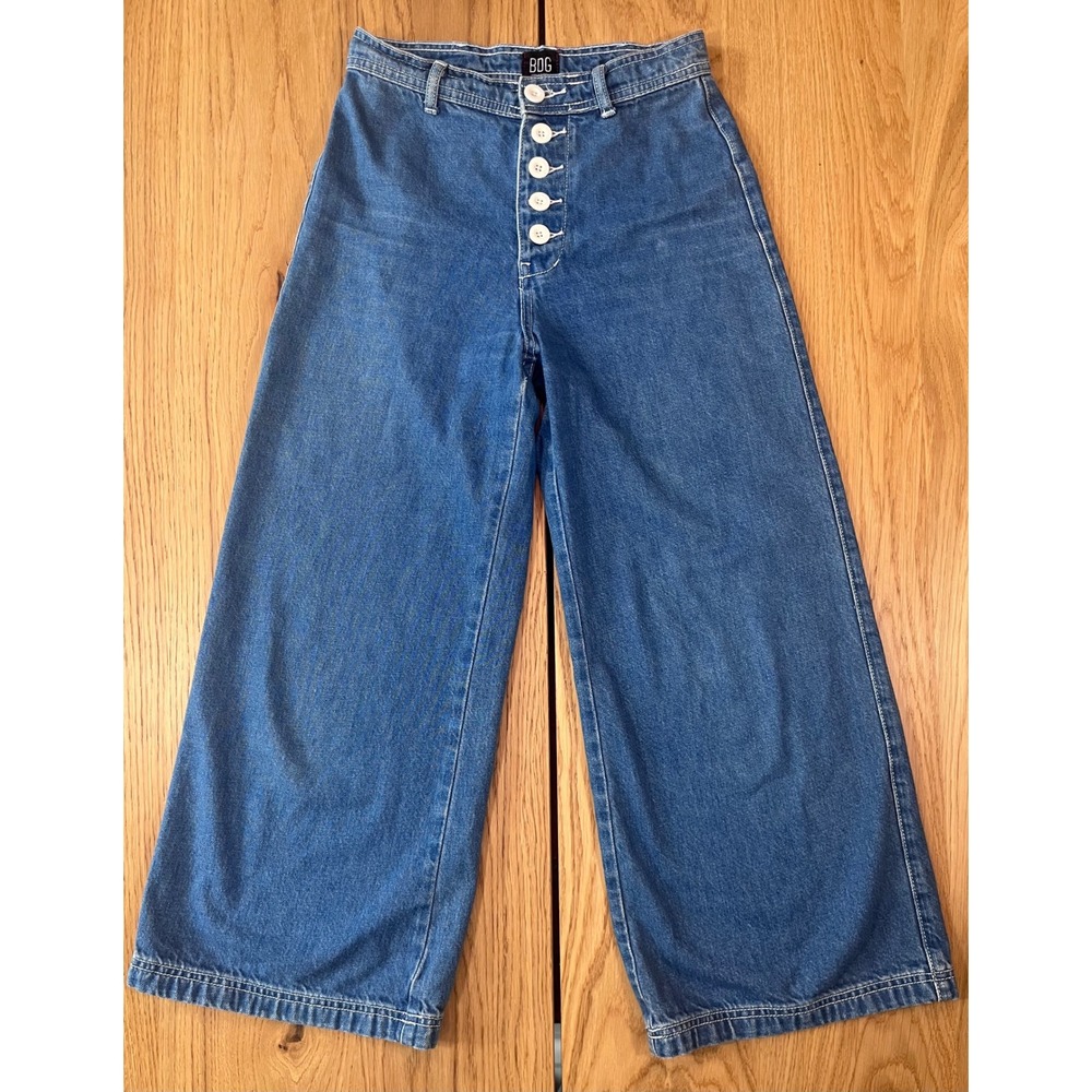 BDG Wide Leg Button Fly Jeans Women 25 Blue Denim Boho Streetwear